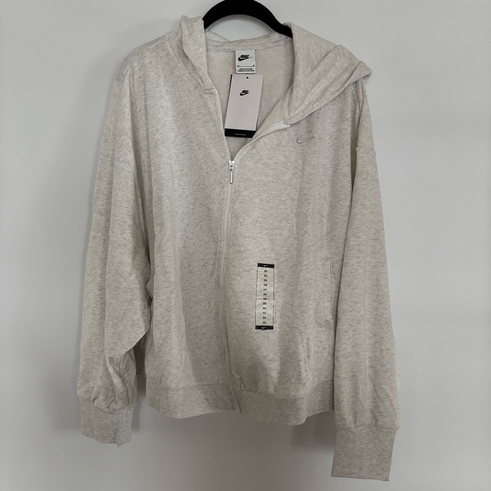 Nike Loose Fit Cropped Full Zip Hoodie Jacket Size 3X LT Heather Gray NWT